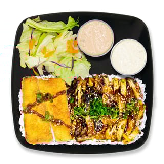Chicken & Fried Fish Teriyaki Plate